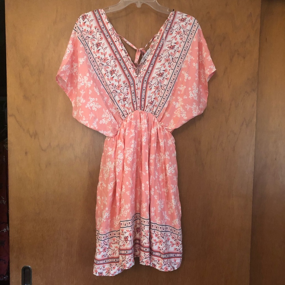 NWOT womens pink/coral bohemian dress